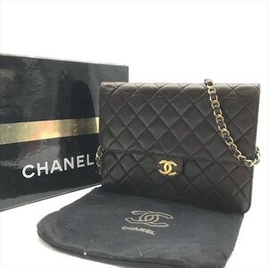 Authentic CHANEL single flap vintage quilted 24k gold brown Lambskin bag